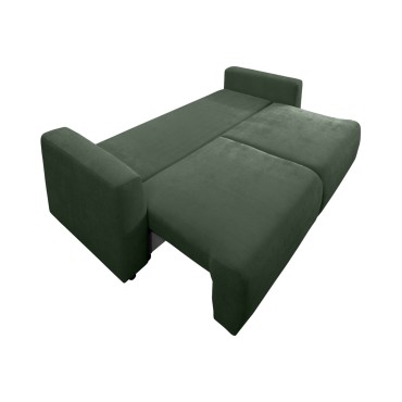 Sofa trzyosobowa Zonte rozkładana z pojemnikiem ciemnozielona