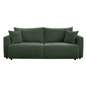 Sofa trzyosobowa Zonte rozkładana z pojemnikiem ciemnozielona