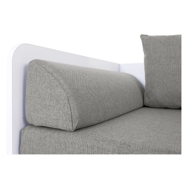 Łóżko rozkładane Tetrix białe 80-160x200 z pojemnikiem materacem i poduszkami szare