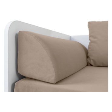 Łóżko rozkładane Tetrix biały połysk 80-160x200 z pojemnikiem materacem i poduszkami beż