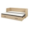 Łóżko rozkładane Tetrix dąb sonoma 80-160x200 z pojemnikiem materacem i poduszkami brąz