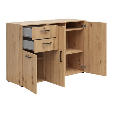 Komoda MultiDo 120 cm z 3 drzwiami i 2 szufladami dąb artisan