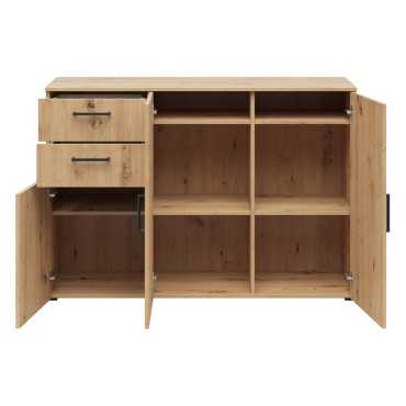 Komoda MultiDo 120 cm z 3 drzwiami i 2 szufladami dąb artisan