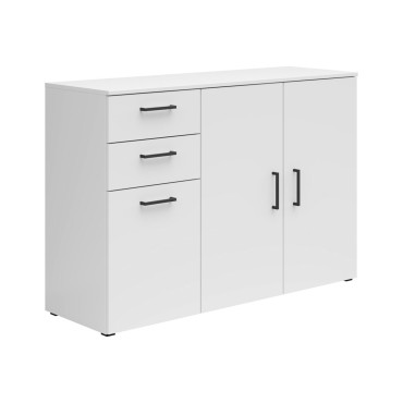 Komoda MultiDo 120 cm z 3 drzwiami i 2 szufladami biała