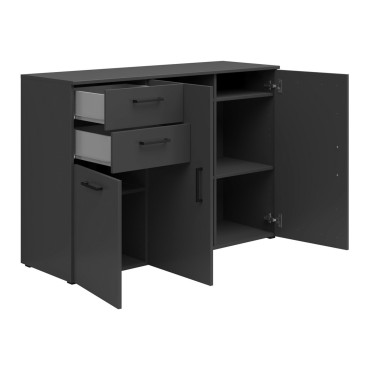 Komoda MultiDo 120 cm z 3 drzwiami i 2 szufladami grafitowa