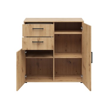 Komoda MultiDo 80 cm z 2 drzwiami i szufladami dąb artisan