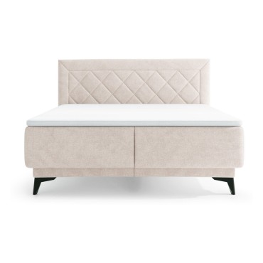 Łóżko tapicerowane 160 Zalea z pojemnikiem Beżowe