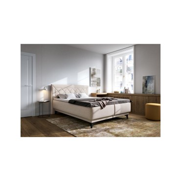 Łóżko tapicerowane 160 Zalea z pojemnikiem Beżowe