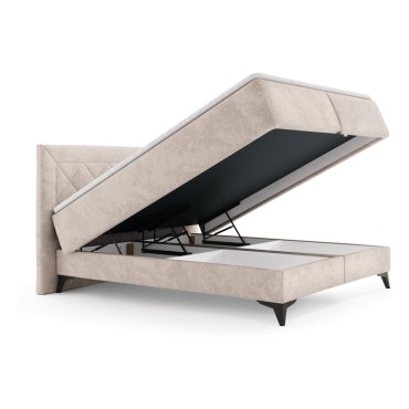 Łóżko tapicerowane 160 Zalea z pojemnikiem Beżowe