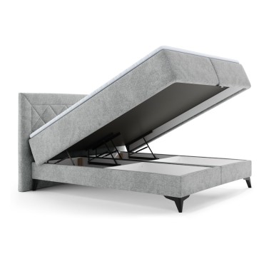 Łóżko tapicerowane 160 Zalea z pojemnikiem Szare