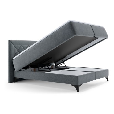 Łóżko tapicerowane 160 Zalea z pojemnikiem Szare
