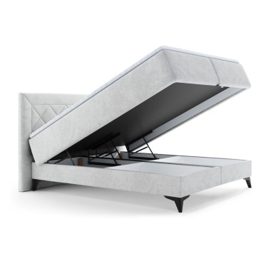 Łóżko tapicerowane 160 Zalea z pojemnikiem Szare