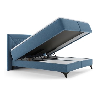 Łóżko tapicerowane 160 Zalea z pojemnikiem Niebieskie
