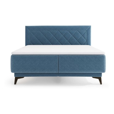 Łóżko tapicerowane 160 Zalea z pojemnikiem Niebieskie