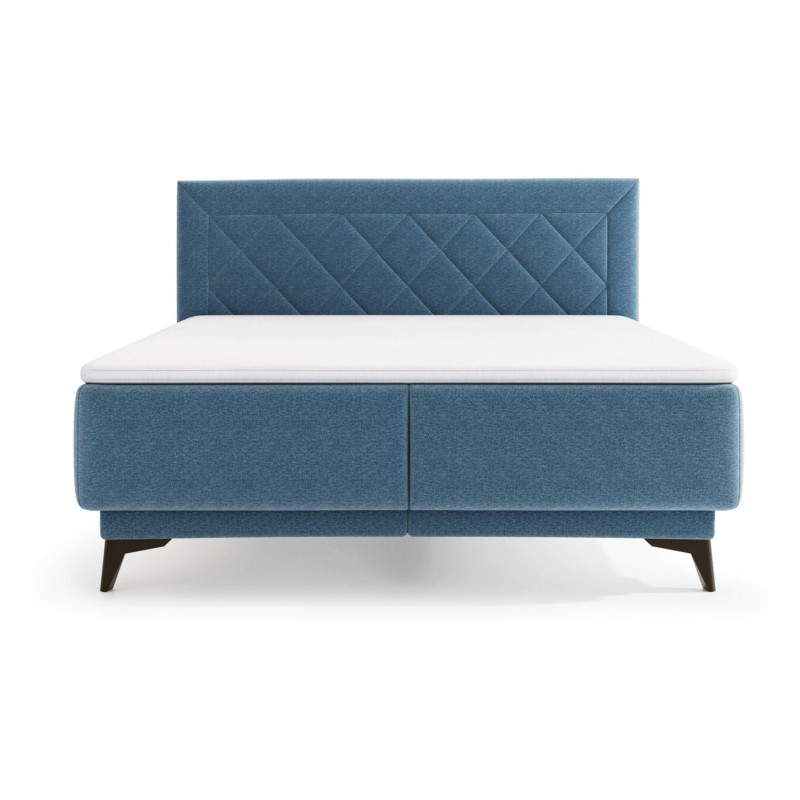 Łóżko tapicerowane 160 Zalea z pojemnikiem Niebieskie