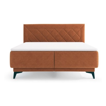 Łóżko tapicerowane 160 Zalea z pojemnikiem Pomarańczowe