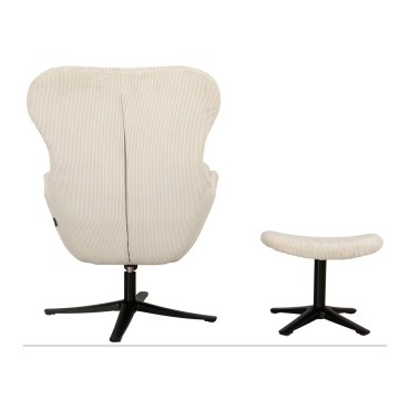 Fotel uszak obrotowy Tabbe z podnóżkiem beżowy