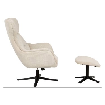 Fotel uszak obrotowy Tabbe z podnóżkiem beżowy