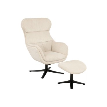 Fotel uszak obrotowy Tabbe z podnóżkiem beżowy