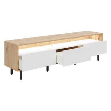 Szafka RTV Gap 190 cm z 3 szufladami dąb artisan/biały