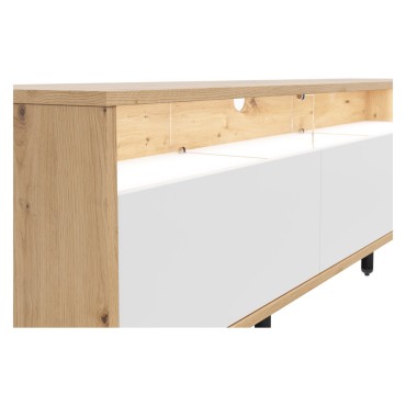 Szafka RTV Gap 190 cm z 3 szufladami dąb artisan/biały