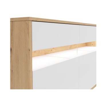 Komoda Gap 190 cm z 3 drzwiami i szufladami dąb artisan/biały