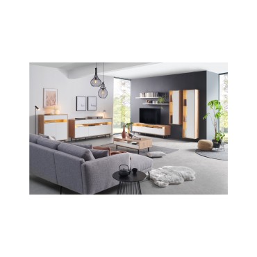 Komoda Gap 90 cm z 2 drzwiami i szufladą dąb artisan/biały