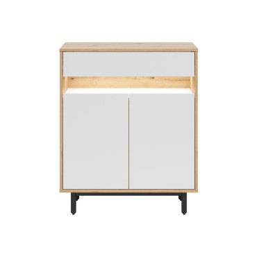 Komoda Gap 90 cm z 2 drzwiami i szufladą dąb artisan/biały