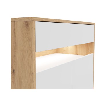 Komoda Gap 90 cm z 2 drzwiami i szufladą dąb artisan/biały