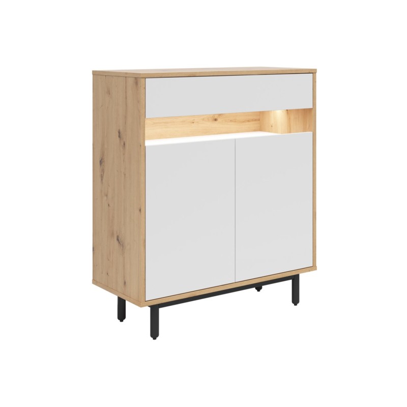 Komoda Gap 90 cm z 2 drzwiami i szufladą dąb artisan/biały