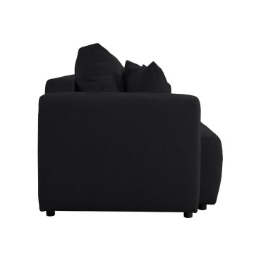 Sofa trzyosobowa Zonte rozkładana z pojemnikiem szenilowa czarna