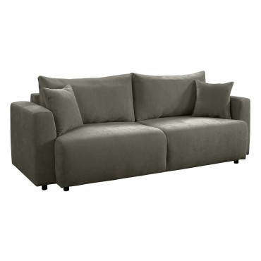 Sofa trzyosobowa Zonte rozkładana z pojemnikiem szenilowa antracytowa