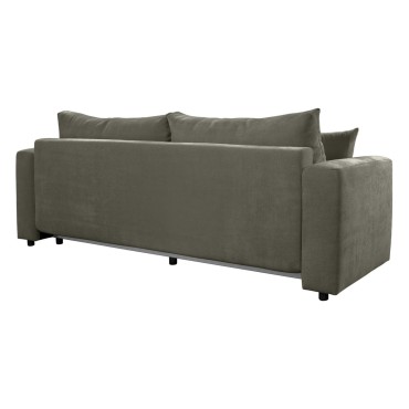 Sofa trzyosobowa Zonte rozkładana z pojemnikiem szenilowa antracytowa