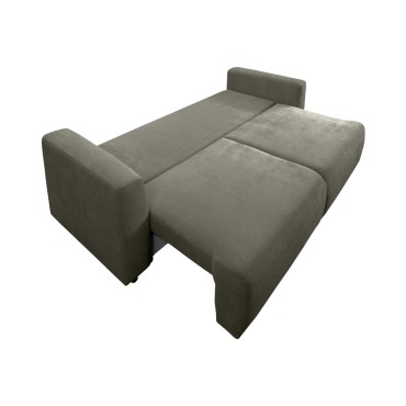 Sofa trzyosobowa Zonte rozkładana z pojemnikiem szenilowa antracytowa