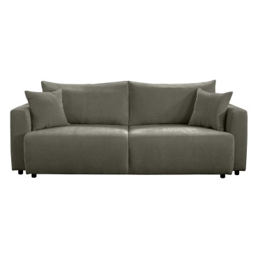 Sofa trzyosobowa Zonte rozkładana z pojemnikiem szenilowa antracytowa