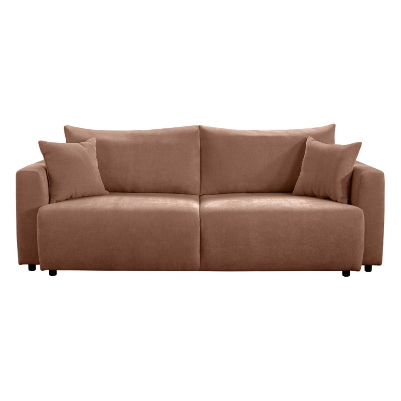 Sofa trzyosobowa Zonte rozkładana z pojemnikiem szenilowa brązowa