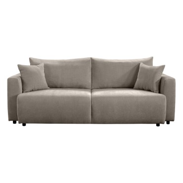 Sofa trzyosobowa Zonte rozkładana z pojemnikiem szenilowa brązowa