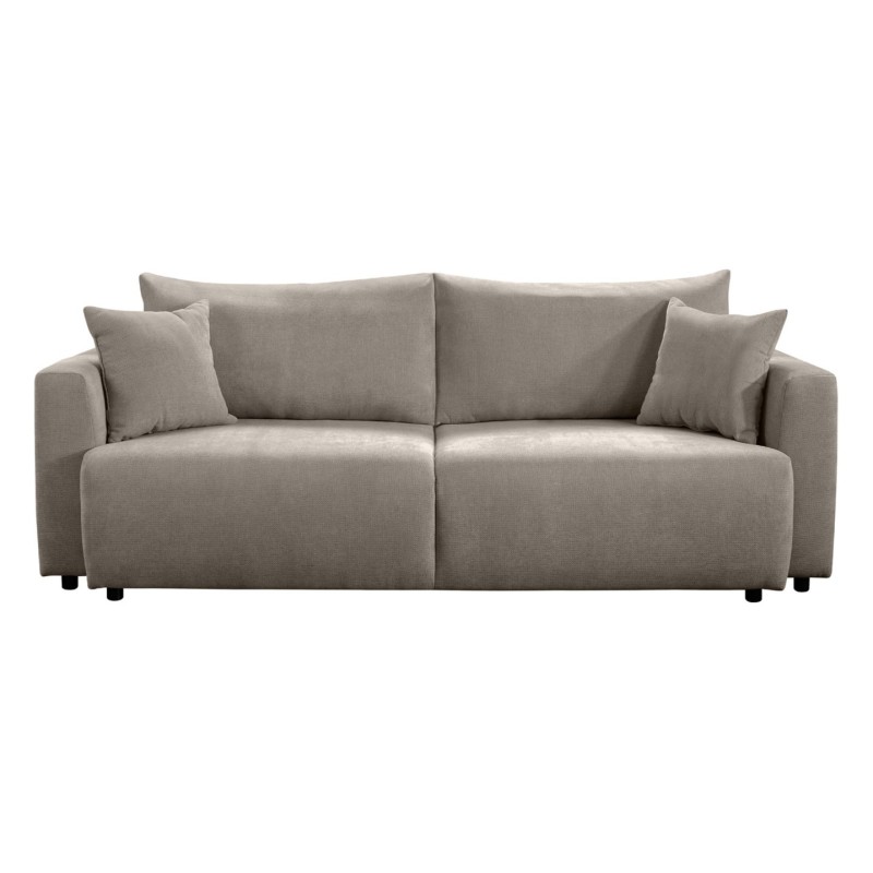 Sofa trzyosobowa Zonte rozkładana z pojemnikiem szenilowa brązowa