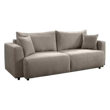 Sofa trzyosobowa Zonte rozkładana z pojemnikiem szenilowa brązowa