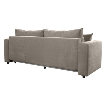 Sofa trzyosobowa Zonte rozkładana z pojemnikiem szenilowa brązowa