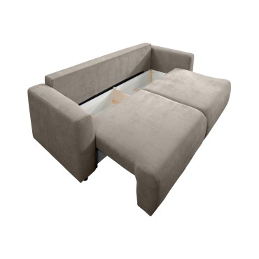 Sofa trzyosobowa Zonte rozkładana z pojemnikiem szenilowa brązowa