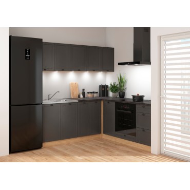 Komplet kuchenny narożny Junona Line 200x200 grafitowy z blatem