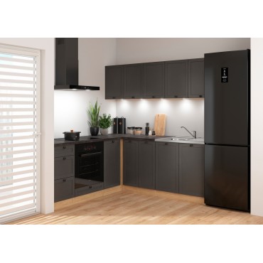 Komplet kuchenny narożny Junona Line 200x200 grafitowy z blatem