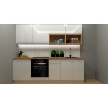 Komplet kuchenny Sole 240 cm bez blatu biały połysk