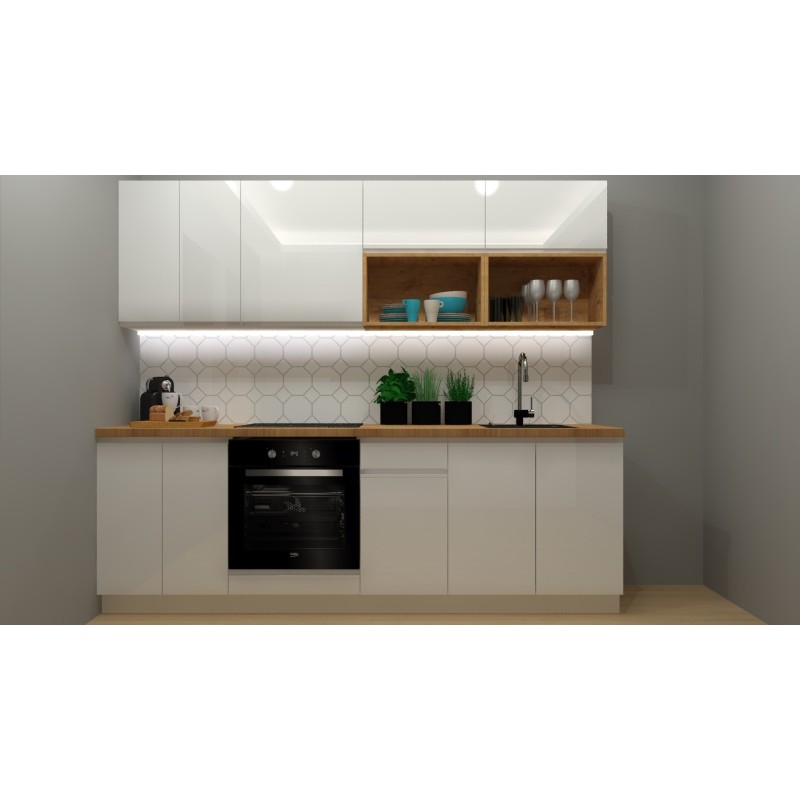 Komplet kuchenny Sole 240 cm bez blatu biały połysk