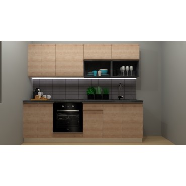 Komplet kuchenny Sole 240 cm bez blatu dąb arlington