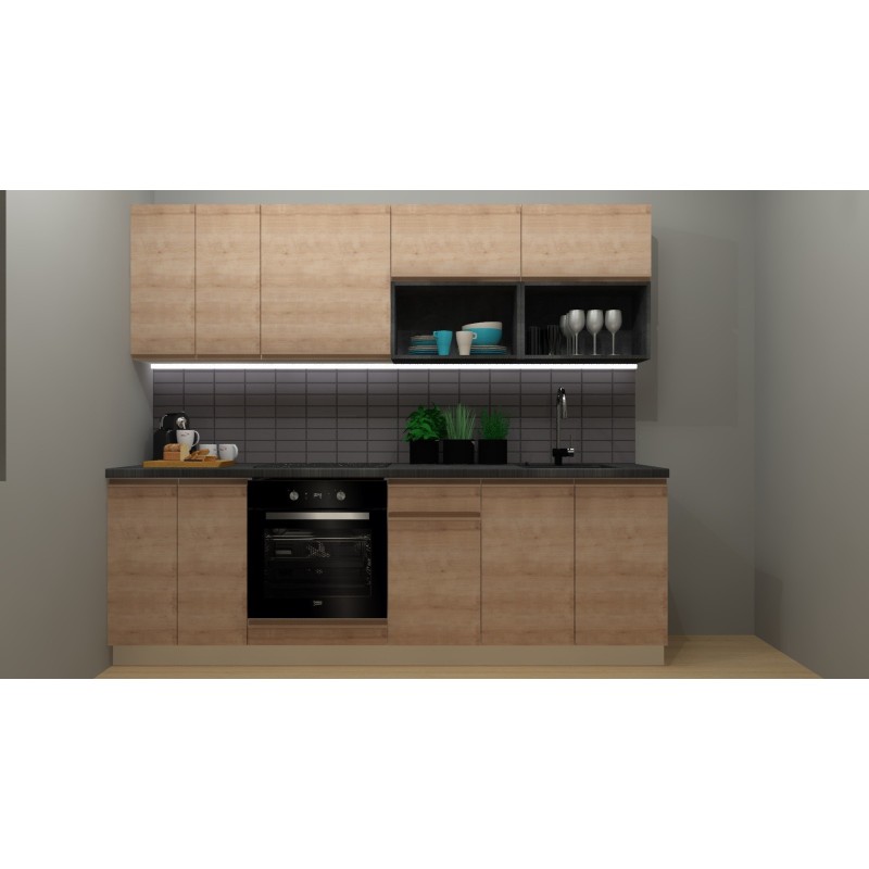 Komplet kuchenny Sole 240 cm bez blatu dąb arlington