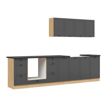 Komplet kuchenny Junona Line 300 cm grafitowy z blatem