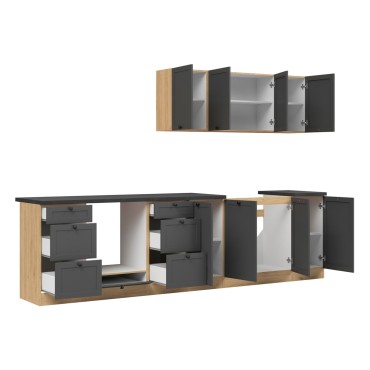 Komplet kuchenny Junona Line 300 cm grafitowy z blatem