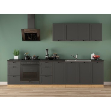 Komplet kuchenny Junona Line 300 cm grafitowy z blatem